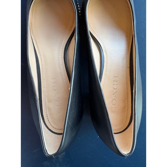 Coach Viviana Black Gold Beadchain Flats Pointed Toe Workwear Classic Leather 11 - Picture 4 of 8